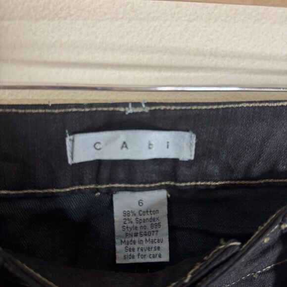 CAbi Jeans Womens 6 Black Straight Leg Stretch Denim jean Contrast Stitch - Picture 4 of 10